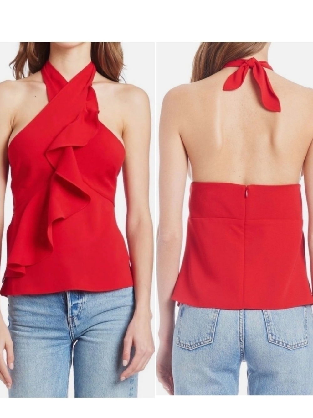 Amanda Uprichard Cabo Halter Top in Red Size Small